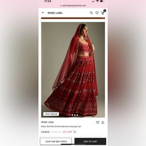 Ruby Red “Renee Label” Designer Lengha